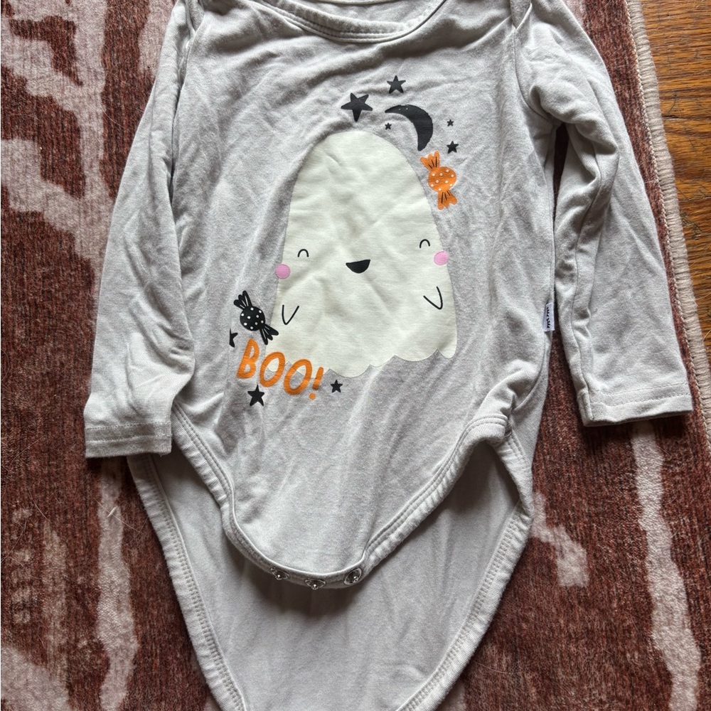 Little Sleepies Boo Ghost Bodysuit - Gray and Orange